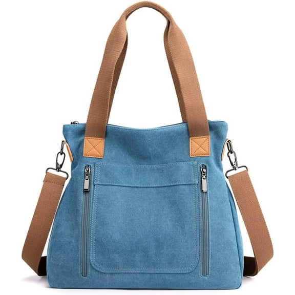 The Tote Bag for Women, Canvas Work Travel Handbag with Strap Top-Handle Casual Retro Crossbody Shoulder Bag