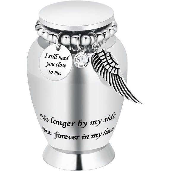 Small Keepsake Cremation Urns for Human Ashes Heart Case and Funnel - Beautiful Heart & Wings Engraved Mini Memorial Urn Decorative Urn with Heart Design for Female Male