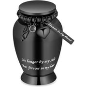 Small Keepsake Cremation Urns for Human Ashes Heart Case and Funnel - Beautiful Heart & Wings Engraved Mini Memorial Urn Decorative Urn with Heart Design for Female Male