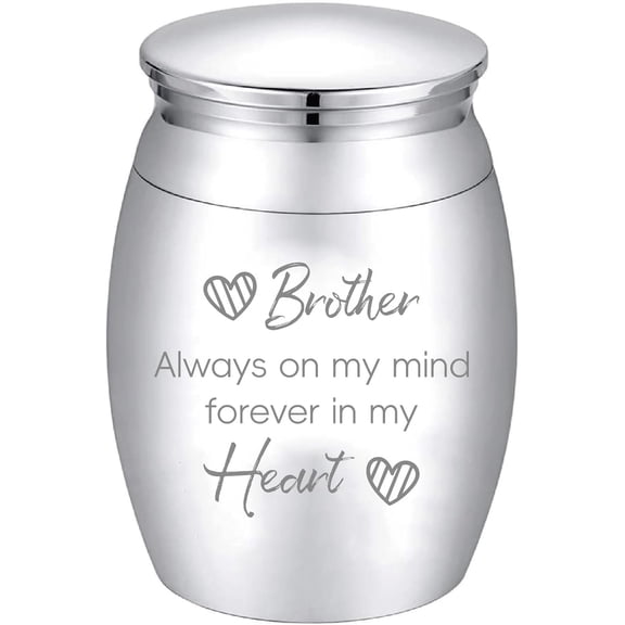 Small Keepsake Urns Mini Cremation Urn for Human Ashes Alloy Sharing Funeral Urn Memorials Ashes Holder Miniature Container for Brother Family Friends Pets 1.6x1.2 Inch-Silvery