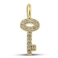 thumbnail image 1 of Small Key Charm for Bracelet and Necklace 25mm - Gold Plated Good Luck Charm with Cubic Zirconia Crystals - Mini Yellow Gold Charm Pendant for Women, 1 of 9
