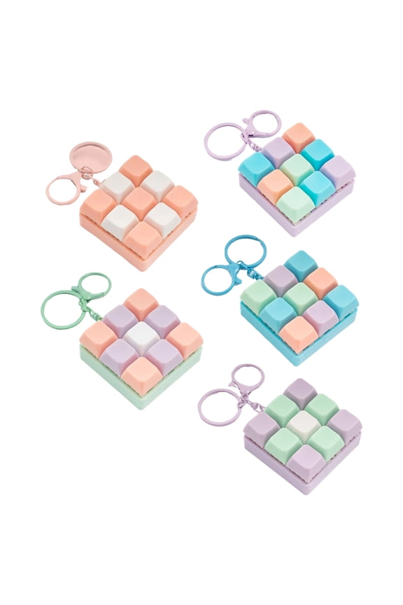 Small Keyboard Keychain Detachable Buttons Clicking Sound Stress Reliever Keycap Keyring for Adults Children Gifts