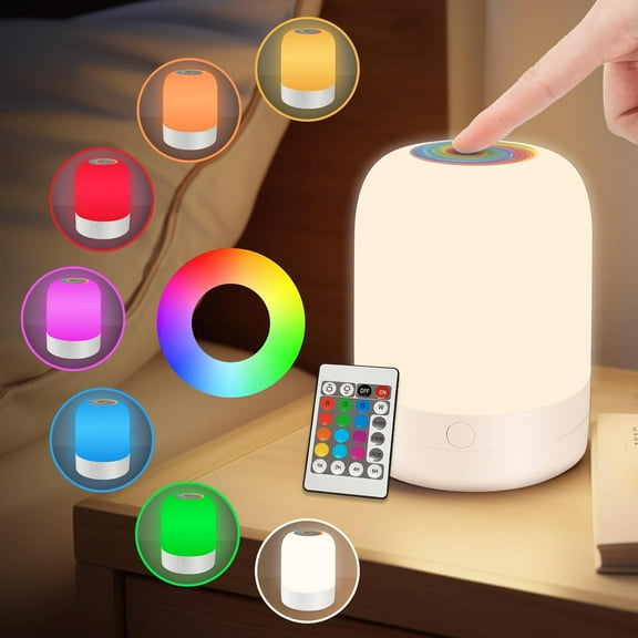 Small Kids Night Light, 13 Color Dimmable LED Lamp, Portable Stepless Dimming, Changing Touch Nursery Recharable Toddler Light
