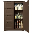 thumbnail image 1 of Small Kitchen Pantry with Door and Shelves, 33'' Pantry Storage Cabinet Freestanding Wooden Bathroom Storage Cabinet with 4 Drawers for Kitchen and Dining Room, Dark Brown, 1 of 17