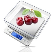 Small Kitchen Scale 500g/0.01g, Stainless Steel Food Gram Scale, High Accuracy Digital Cooking Scale, Mini Pocket Scale with LCD Display Function Silver