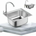 thumbnail image 1 of Small Kitchen Sink, Single Bowl Stainless Steel Sink Campervan RV for Undermount and Flushmount Intallation Reversible Drainer with Waste Pipes Clips for Laundry Room Bathroom Farmhouse, 1 of 7