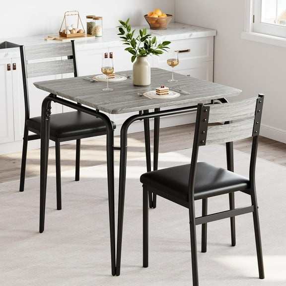 Small Kitchen Table for 2,Table and Chairs,Dinette Set for 2,Square Dinner Table Set,3 Piece Kitchen & Dining Room Sets for Small Space,Apartment,Home Office