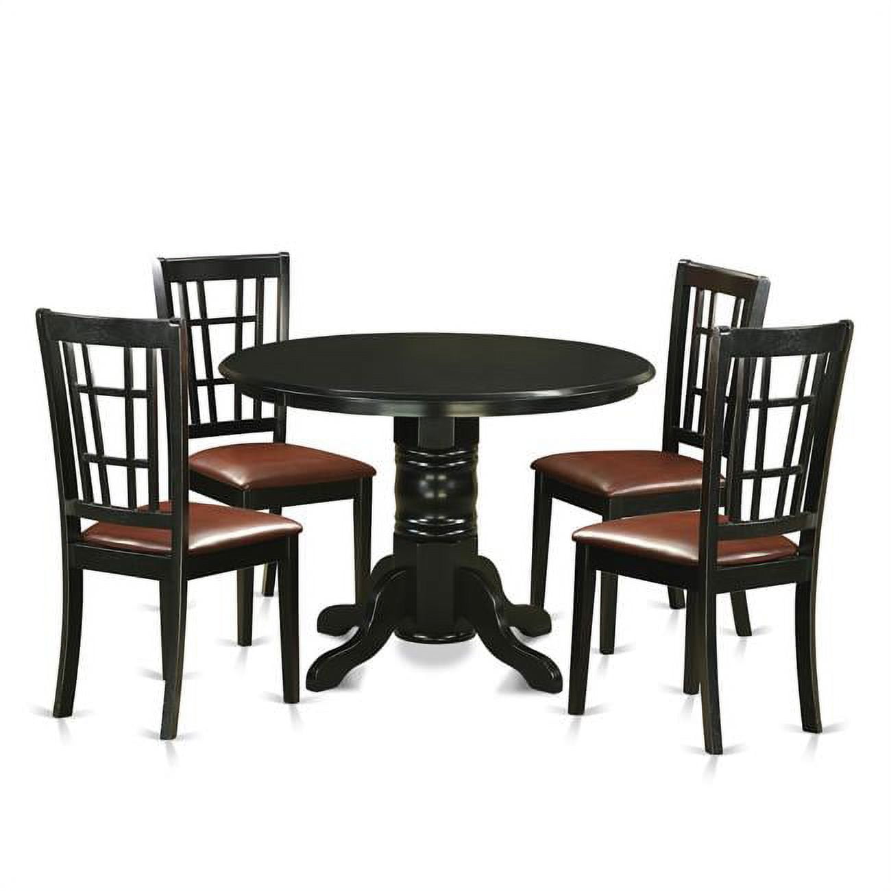 Small Kitchen Table Set with 4 Dining Table & 4 Chairs, Black 5 Piece