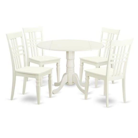 Small Kitchen Table Set with One Dublin Table & 4 Chairs, Linen White - 5 Piece