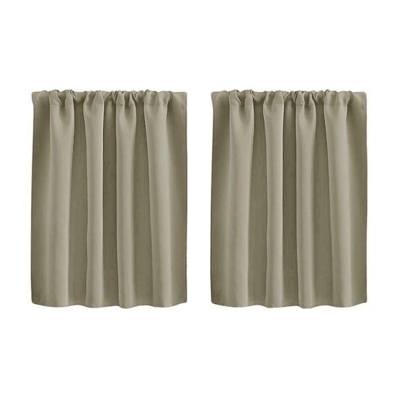 Small Kitchen Window Curtains Beige Rod Pocket Light Blocking Short Curtains for Small Window Kitchen Home Decor