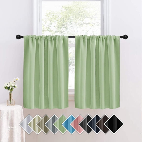 Small Kitchen Window Curtains, Short Curtains for Small Window, Blackout Thermal Curtains for Kitchen, 36X30 in Small Kitchen Curtains, Light Gray 1Pc Rod Pocket Window Panel That