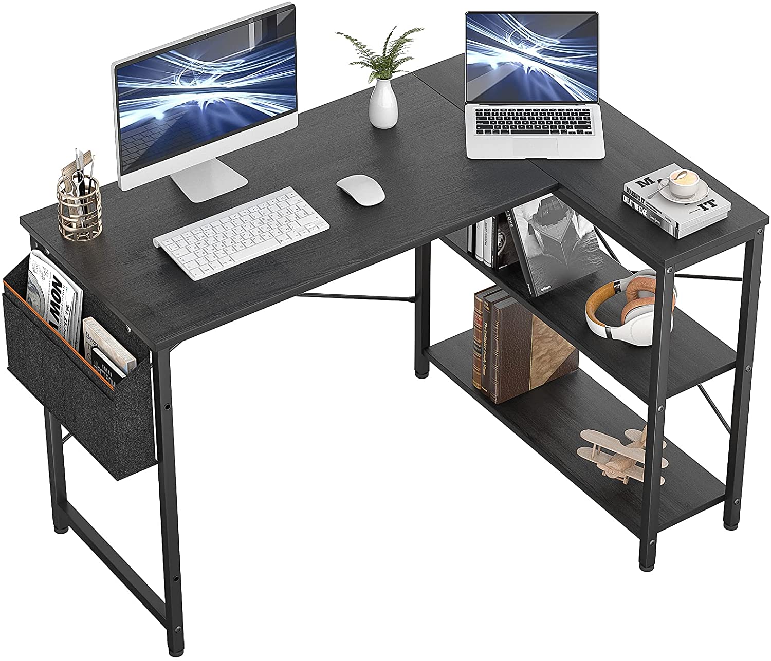 Small L Shaped Computer Desk 47 Inch Corner Desk with Reversible