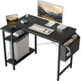 thumbnail image 1 of Small L Shaped Desk with Power Outlets, 40 Inch Computer Corner Desk with Reversible Storage Shelves, Gaming Desk for Small Space, Study Writing Table for Home Office, Bedroom, Black, 1 of 8