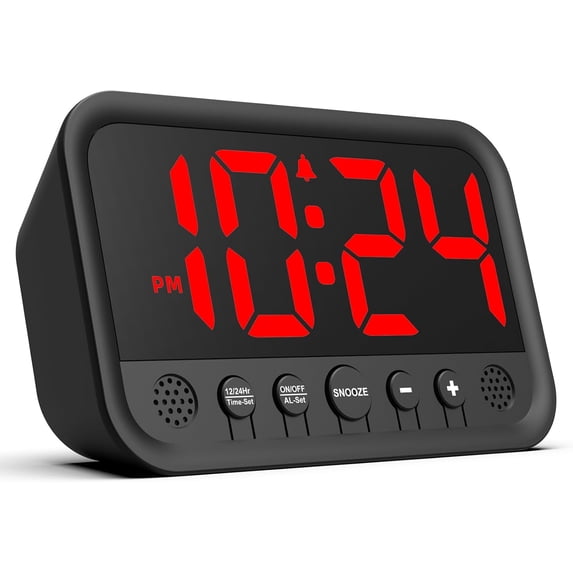 Small LED Digital Clock for Bedroom, Loud Alarm Heavy Sleepers Adults ...