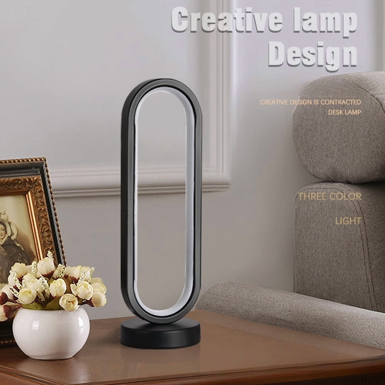 Small LED Table Lamp,Modern Nightstand Lamps,White Bedside Table Light ...