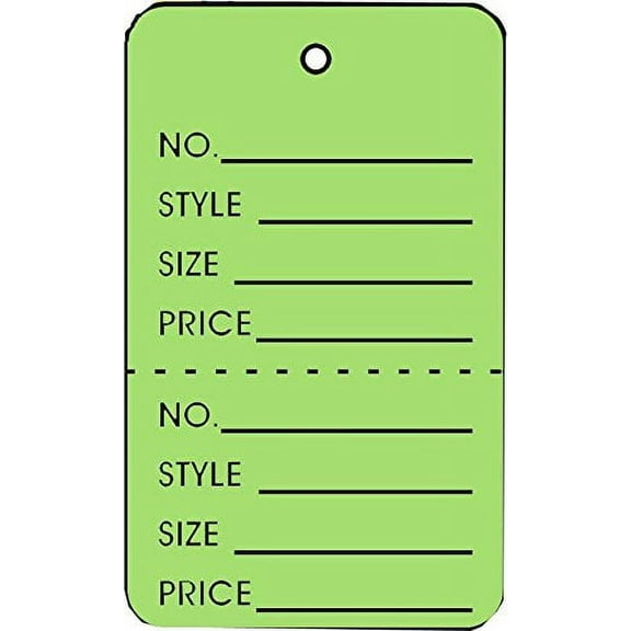 Small LIGHT GREEN 2 Part Perforated Price Coupon Tags, 1-1/4" x 1-7/8" - 1000 Tags