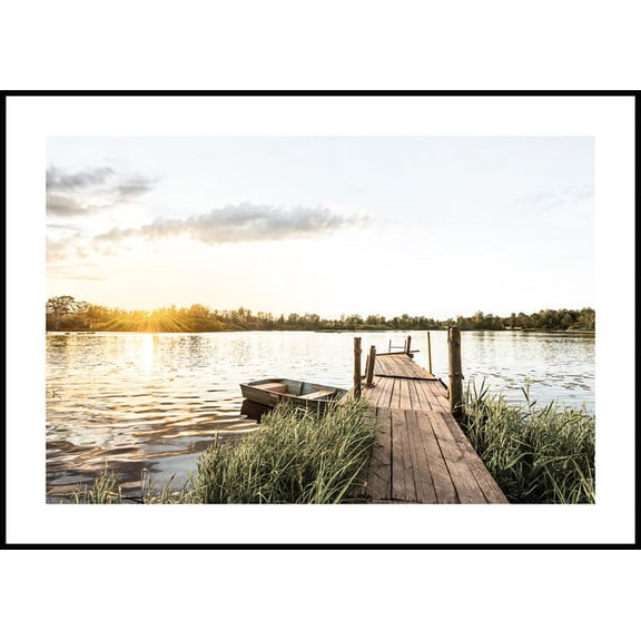 Small Lake Sunset Poster Wall Art, Modern Wall Decor For Living Room Bedroom, 8x12 UNFRAMED
