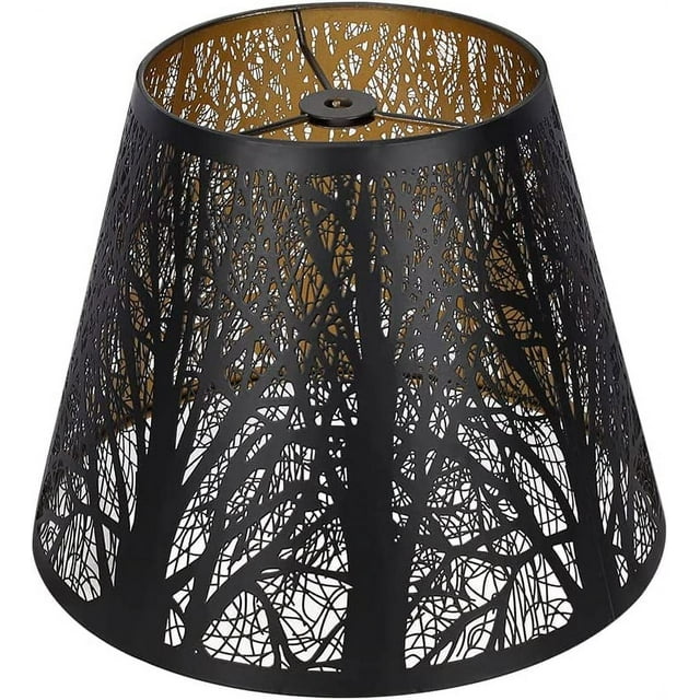 Small Barrel Metal Lampshade with Tree Pattern, Spider Installation, 6