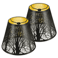 thumbnail image 1 of SWAIFDEE Round Metal Black Lamp Shades with Etched Hollow Forest Pattern, Set of 2, 1 of 7
