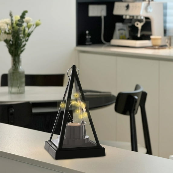 Small Lantern with LED String Light, Modern Lantern Decorative, Hanging Lantern for Ramadan Christmas Wedding Table Centerpiece Indian Diwali Decor, Garden Fairy Party Decoration