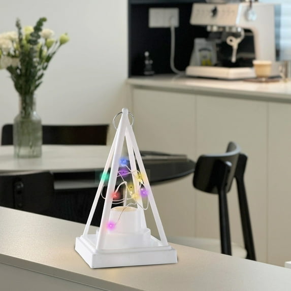 Small Lantern with LED String Light, Modern Lantern Decorative, Hanging Lantern for Ramadan Christmas Wedding Table Centerpiece Indian Diwali Decor, Garden Fairy Party Decoration