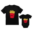 thumbnail image 1 of Small & Large Fries Baby Bodysuit & Men's T-Shirt Matching Set Father's Day Gift Dad Black XXX-Large / Baby Black 24M (18-24M), 1 of 5