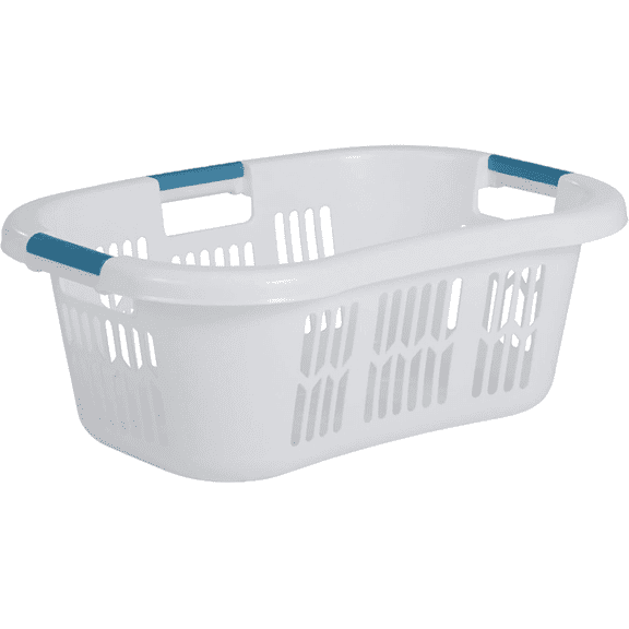 Small Laundry Basket 4 Pack, 2.1 Bushel Hip-Hugger Hamper, Plastic Clothing Bin with Handles, White - Bedroom Organization