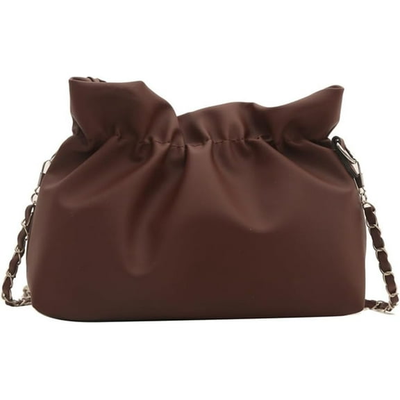 Small Leather Bucket Bag with Chain for Women Crossbody Bucket Handbag and Purse Casual Hobo Shoulder Bucket Bag