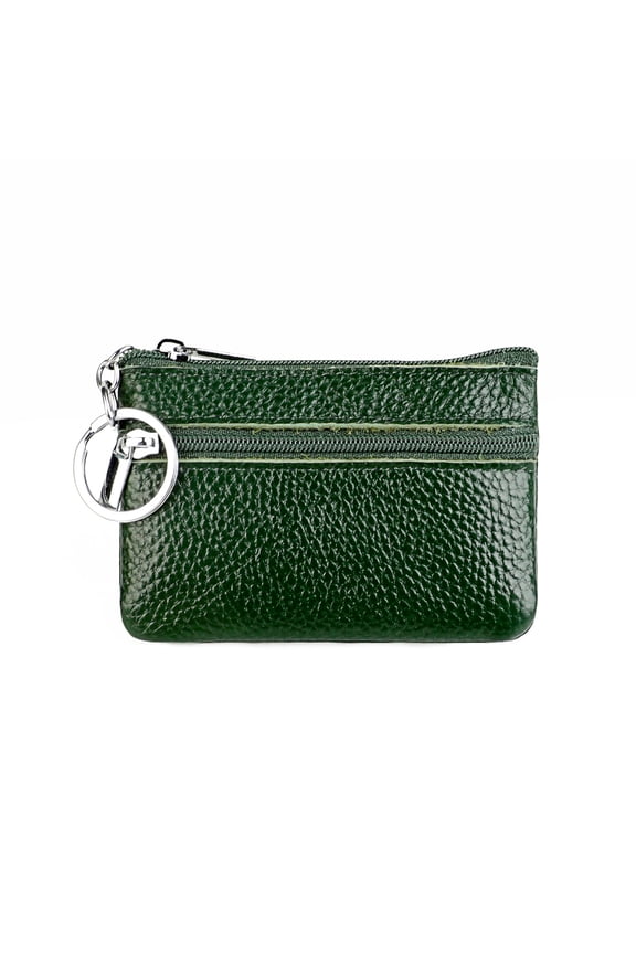 Small Leather Coin Purse Change Pouch for Women Men Kids with Zip Key Ring