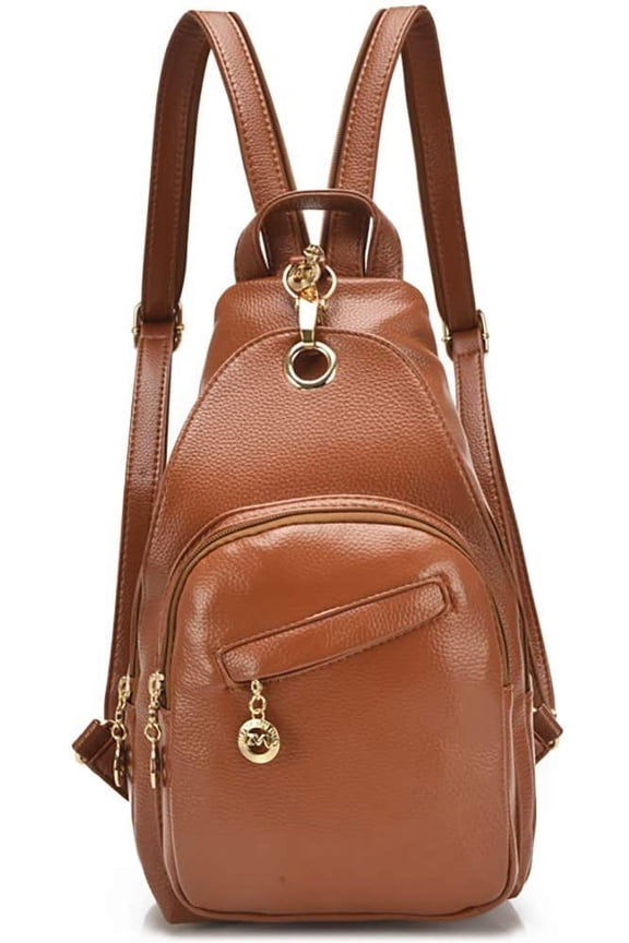 Small Leather Convertible Backpack Sling Purse Shoulder Bag for Women