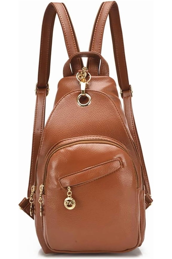 Small Leather Convertible Backpack Sling Purse Shoulder Bag for Women