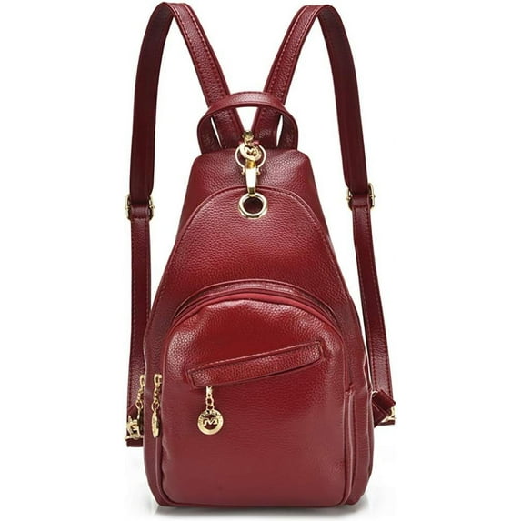 Small Leather Convertible Backpack Sling Purse Shoulder Bag for Women