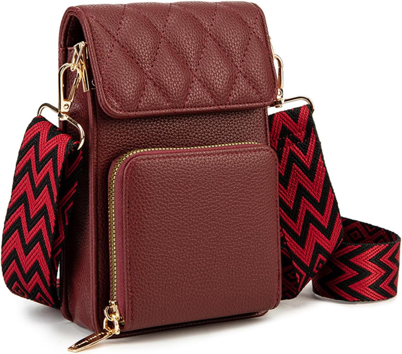 Small Leather Crossbody Bag for Women with Guitar Strap Mini Crossover Bags & Shoulder Purses with 2 Card Slots
