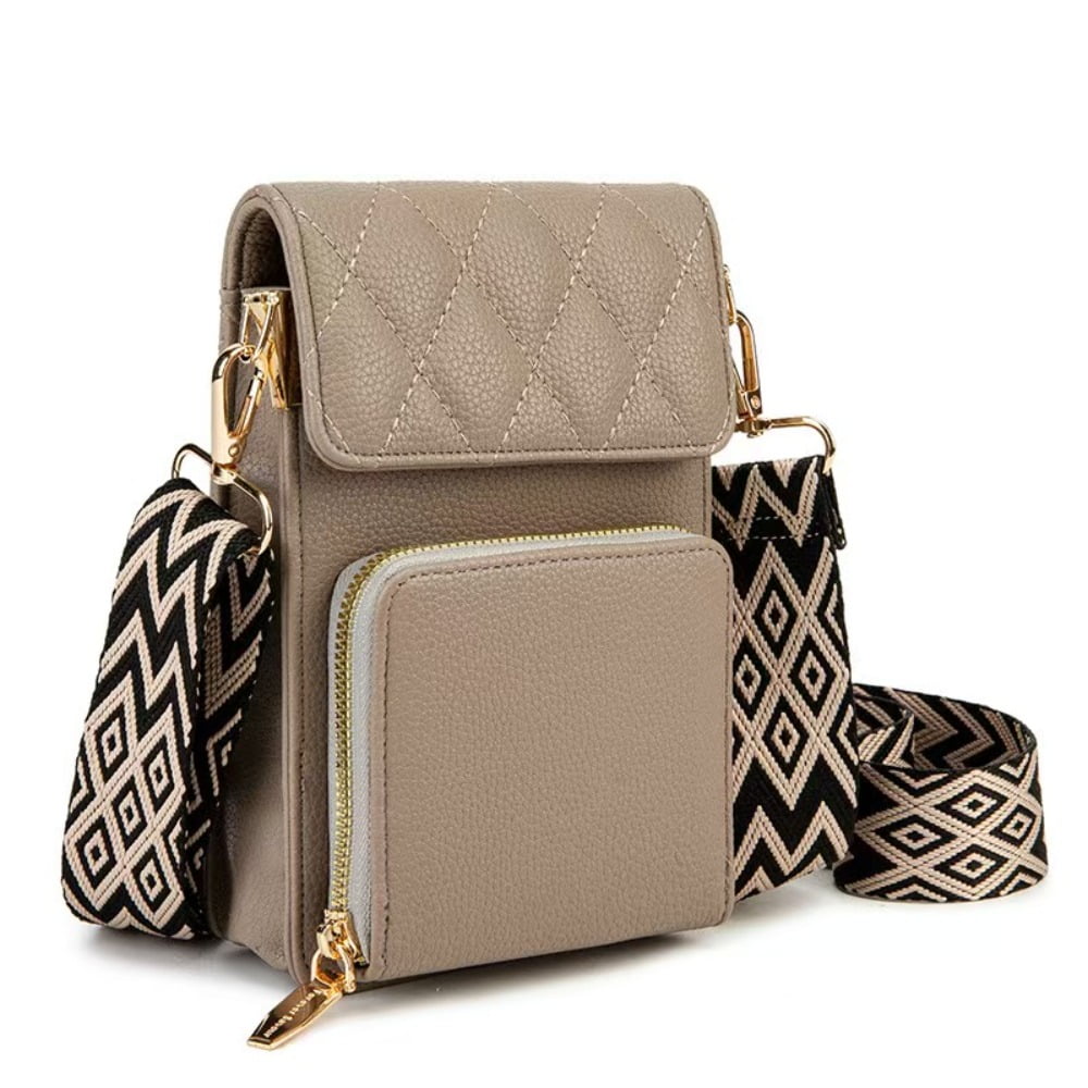 Small Leather Crossbody Bag for Women with Guitar Strap Mini Crossover Bags & Shoulder Purses with 2 Card Slots