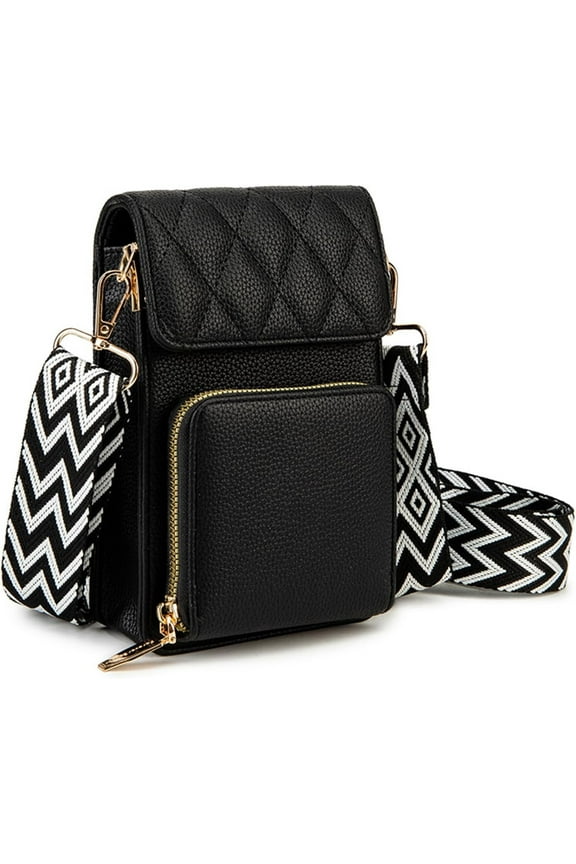 Small Leather Crossbody Bag for Women with Guitar Strap Mini Crossover Bags & Shoulder Purses with 2 Card Slots