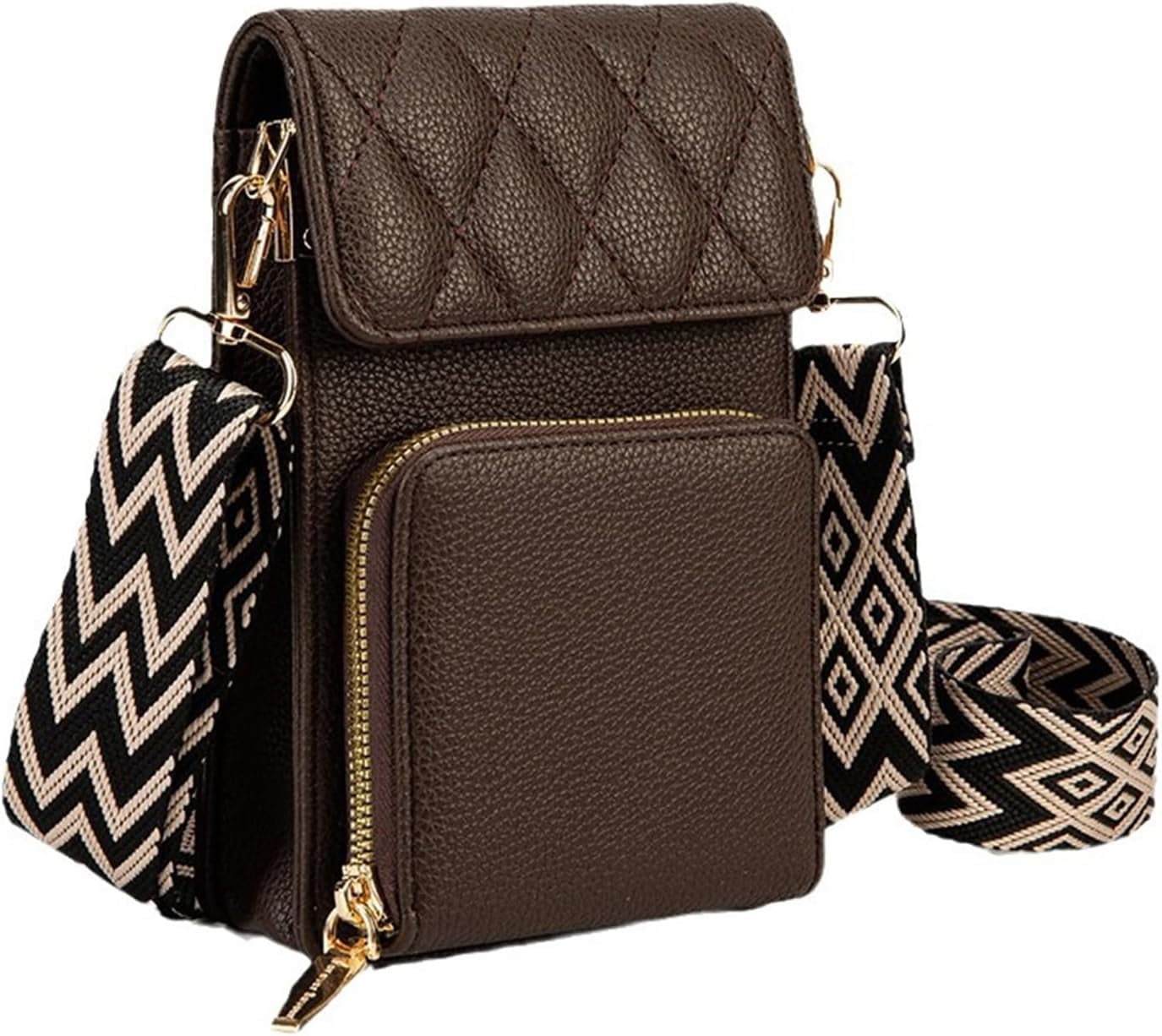 Small Leather Crossbody Bag for Women with Guitar Strap Mini Crossover Bags & Shoulder Purses with 2 Card Slots