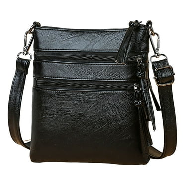 Small Leather Crossbody Purses for Women Cross Body Bag Shoulder Handbags with Multiple Zipper Pockets, 20*18*2cm