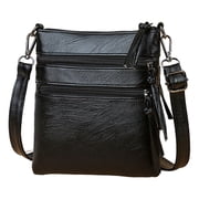 Small Leather Crossbody Purses for Women Cross Body Bag Shoulder Handbags with Multiple Zipper Pockets, 20*18*2cm