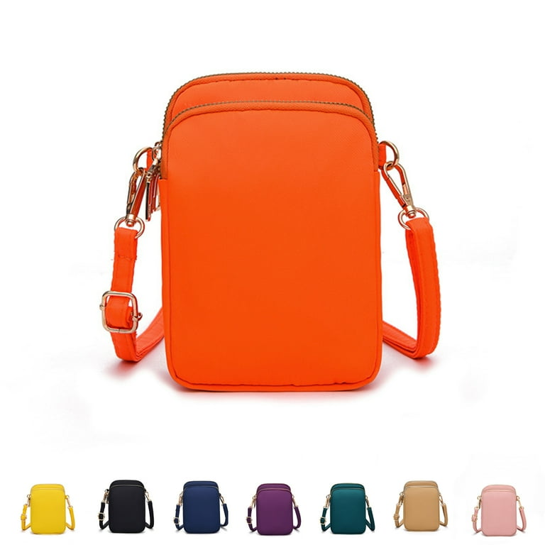 Small Mini Crossbody Leather Phone Wallet Purse with Adjustable Strap for Women Orange Walmart