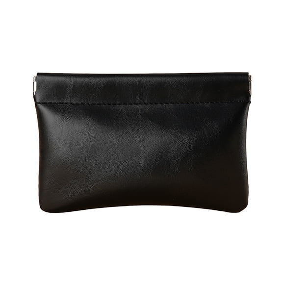 Small Leather Pouch 5.91 in x 3.94 in x 0.2 in Portable Coin Purse with Elastic Automatic Closure and Velvet-Lined Interior