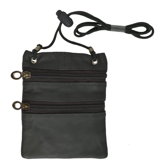 Small Leather Purse Organizer Shoulder Bag 3 Zipper Pocket Travel
