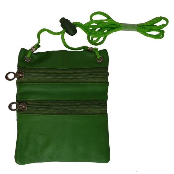 Small Leather Purse Organizer Shoulder Bag 3 Zipper Pocket Travel