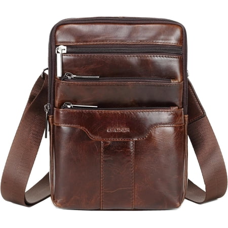 Small Leather Sling Bag Messenger Pack for Men