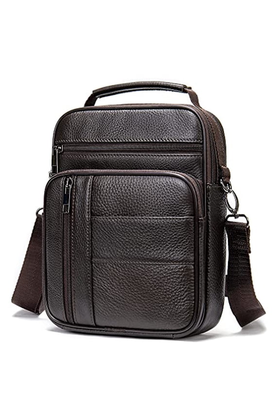 Small Leather Sling Shoulder Bag Messenger Pack for Men Women Outdoor Travel Business