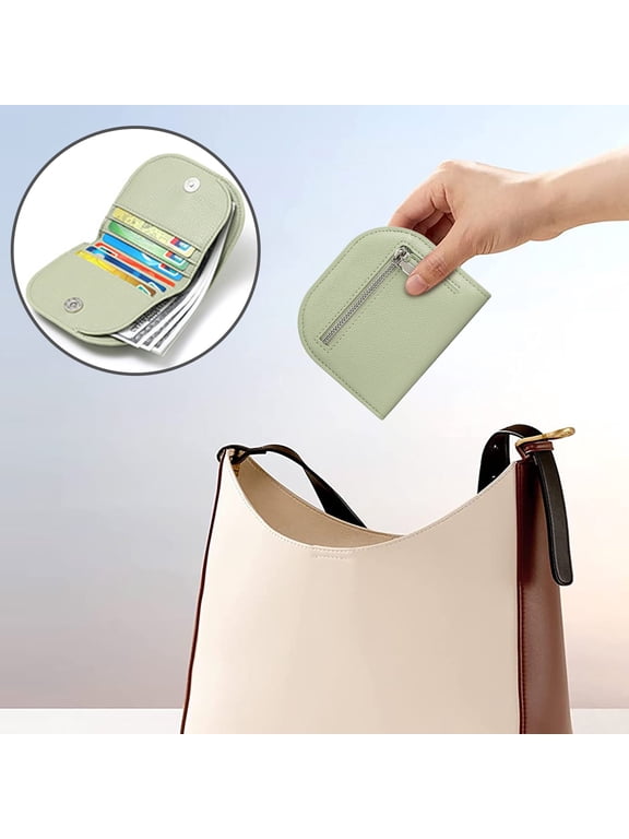 Small Leather Wallet for Women, Credit Card Wallet Coin change case, Bifold Mini Purse Ladies Credit Card Holder Pouch (Green)