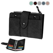 Small Leather Wallet for Women, TSV Bifold Pocket Purse with Zipper Closure, RFID Blocking Card Holder with ID Window