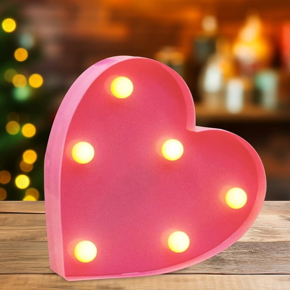 Small Led Marquee Letters, Light Up 6.5 Inch Letter Lights, Battery Powered Lighted Sign for Table, Party, Birthday, Christmas Decor (Pink Glitter Heart)