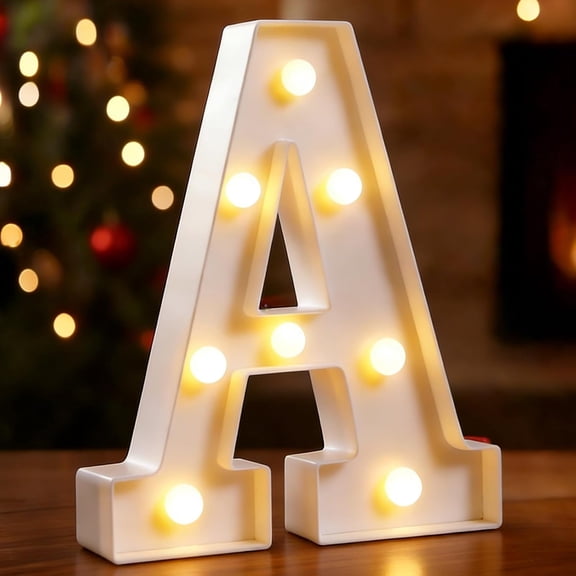 Small Led Marquee Letters, Light Up Letters, 8.58 Inch Led Letter Lights, Battery Powered Lighted Sign for Table, Party, Birthday, Christmas Decor (Letter A)