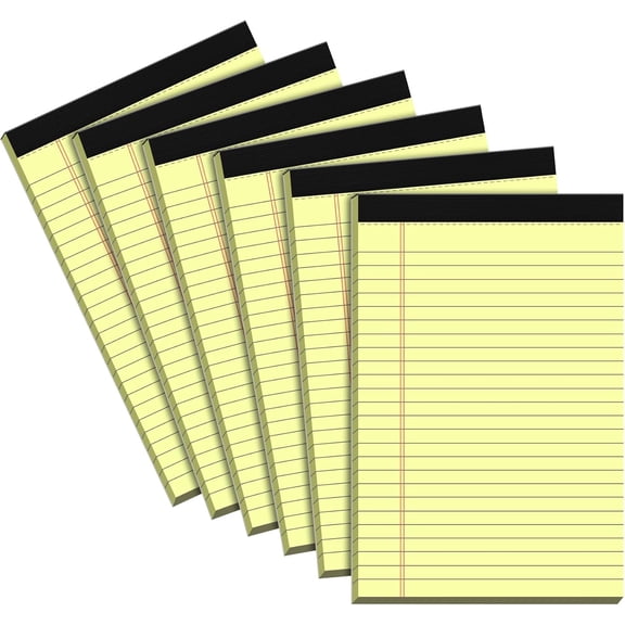 Small Legal Pads 5x8 Notepad, 6 Pack Note Pads 5x8 College Ruled Writing Pads Yellow Legal Note Pads for Work, Micro Perforated Lined Paper 5 x 8 Note Pads 30 Sheets/Pad College Ruled Pads of Paper
