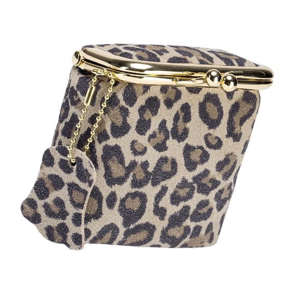 Small Leopard Pattern Zipper Closure Wallet Portable Card Holder Jewelry Storage